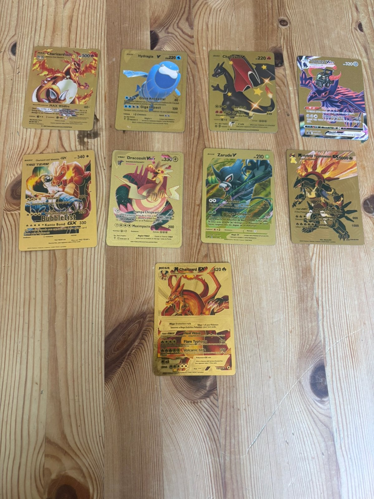 9 cartes Pokémon dorées/cartes de fan — non officielles, Collections, Enlèvement, Comme neuf