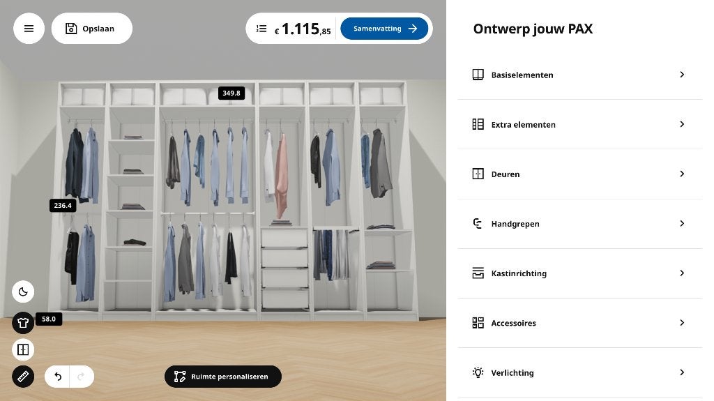IKEA PAX Kledingkast | 350x58x236 cm | GRATIS LEVERING, Huis en Inrichting, Kasten | Kleerkasten, Met lade(s), Gebruikt, 200 cm of meer
