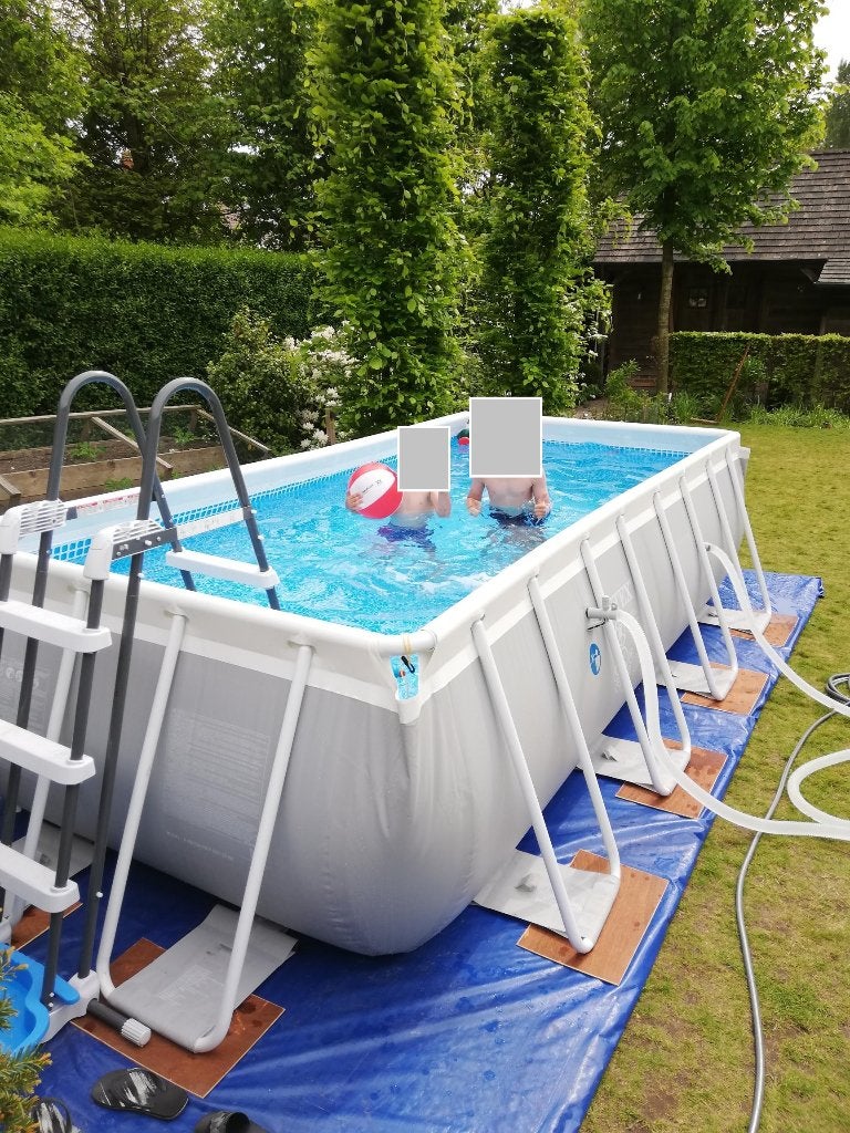 Zwembad Intex 4 x 2 x 1m - inclusief filter en warmtepomp, Ophalen, 200 tot 300 cm, 80 tot 120 cm, Zo goed als nieuw