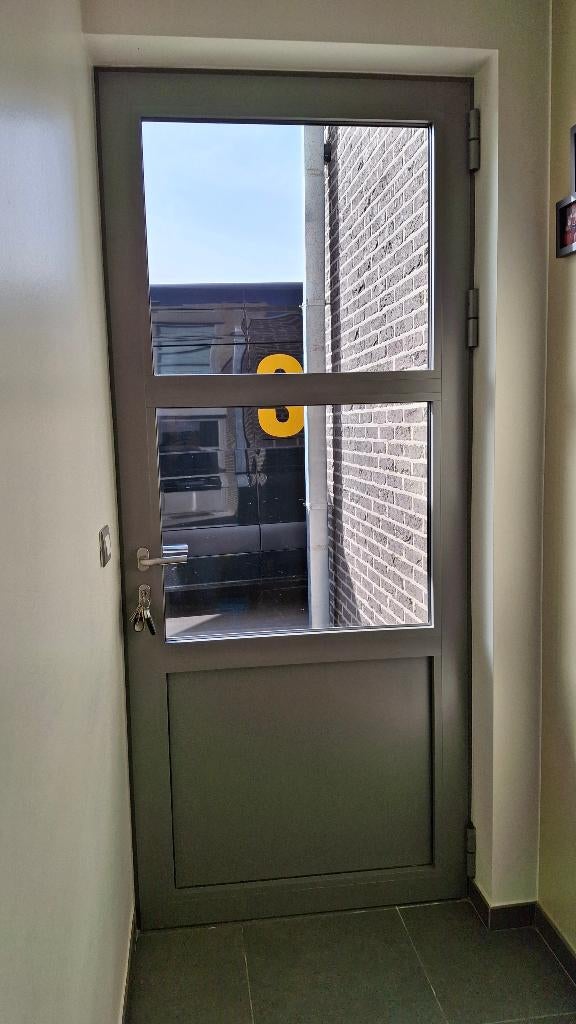 Porte arrière en aluminium gris clair, Bricolage & Construction, Porte extérieure, Comme neuf, Verre, Enlèvement