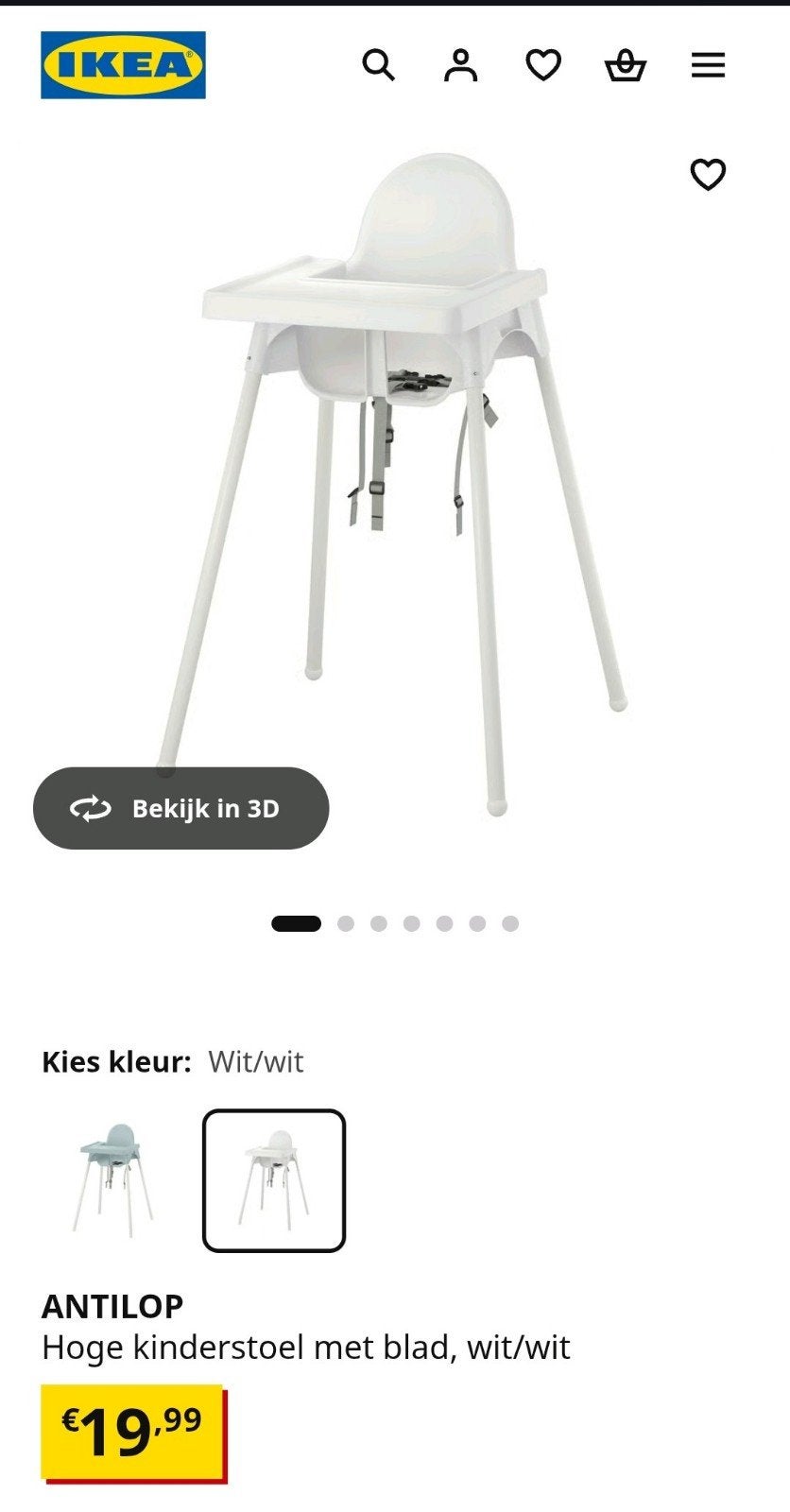 Ikea antilop kinderstoel / eetstoel, Ophalen