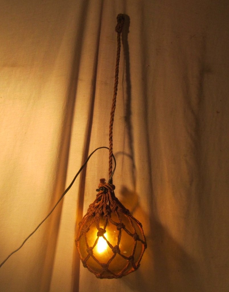 Retro Hanglamp in glas en koord, Ophalen of Verzenden, Huis en Inrichting