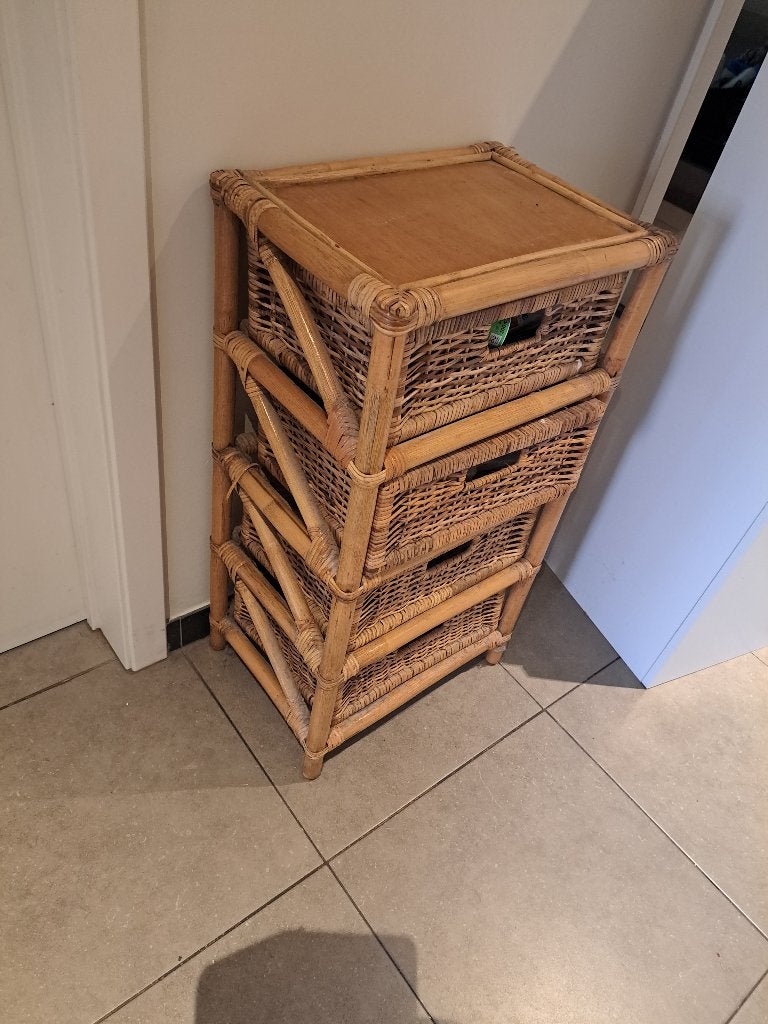 rieten kastje, 3 ou 4 tiroirs, Moins de 100 cm, Enlèvement, Utilisé