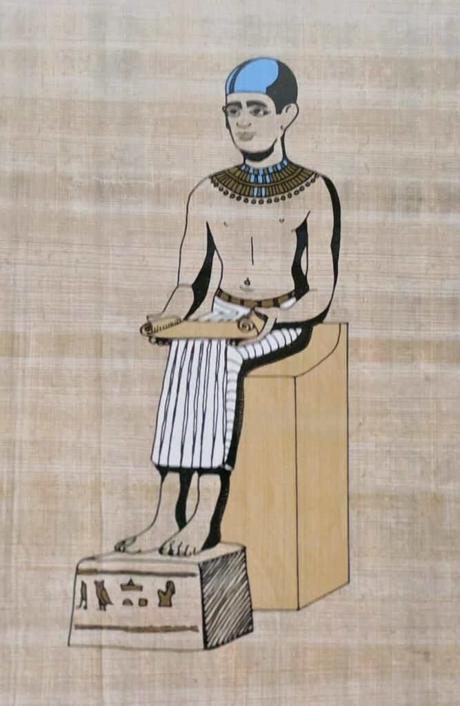 Egyptische Papyrus met de God Imhotep - met certificaat., Ophalen of Verzenden