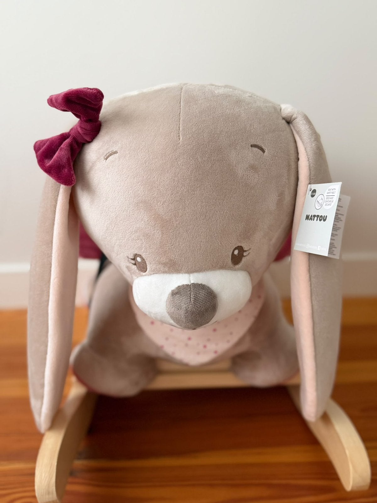 Cheval à bascule en peluche Nattou Nina Lapin, Enlèvement, Comme neuf