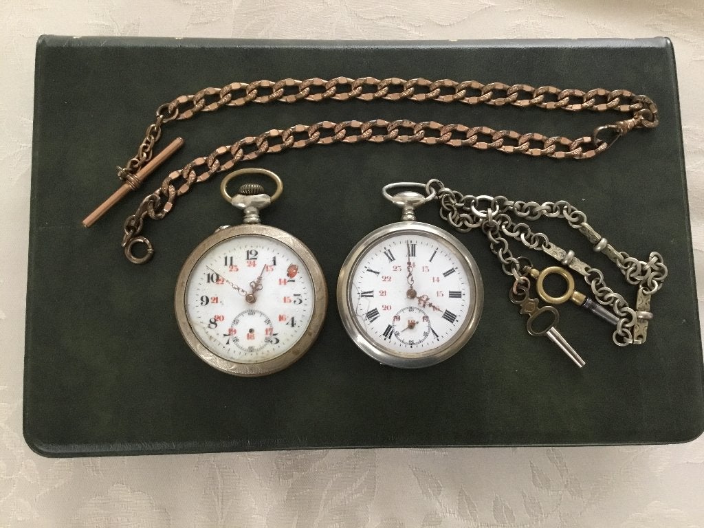 2 Zakhorloges niet werkend + horlogeketting, Handtassen en Accessoires, Ophalen, Zakhorloge