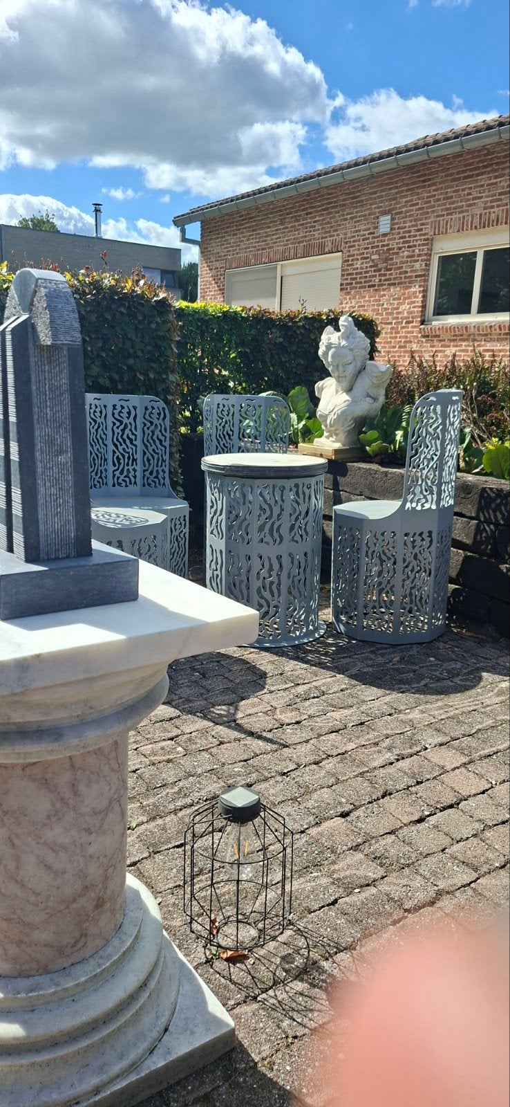 Ensemble ancien pour le thé de l'après-midi - entièrement ne, Table d'appoint, Aluminium, Comme neuf, Sets de jardin