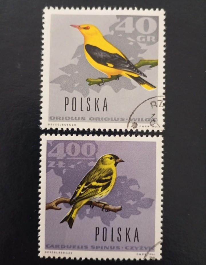 Lot of 2 CTO stamps from Poland - birds, Postzegels en Munten, Postzegels | Suriname, Verzenden