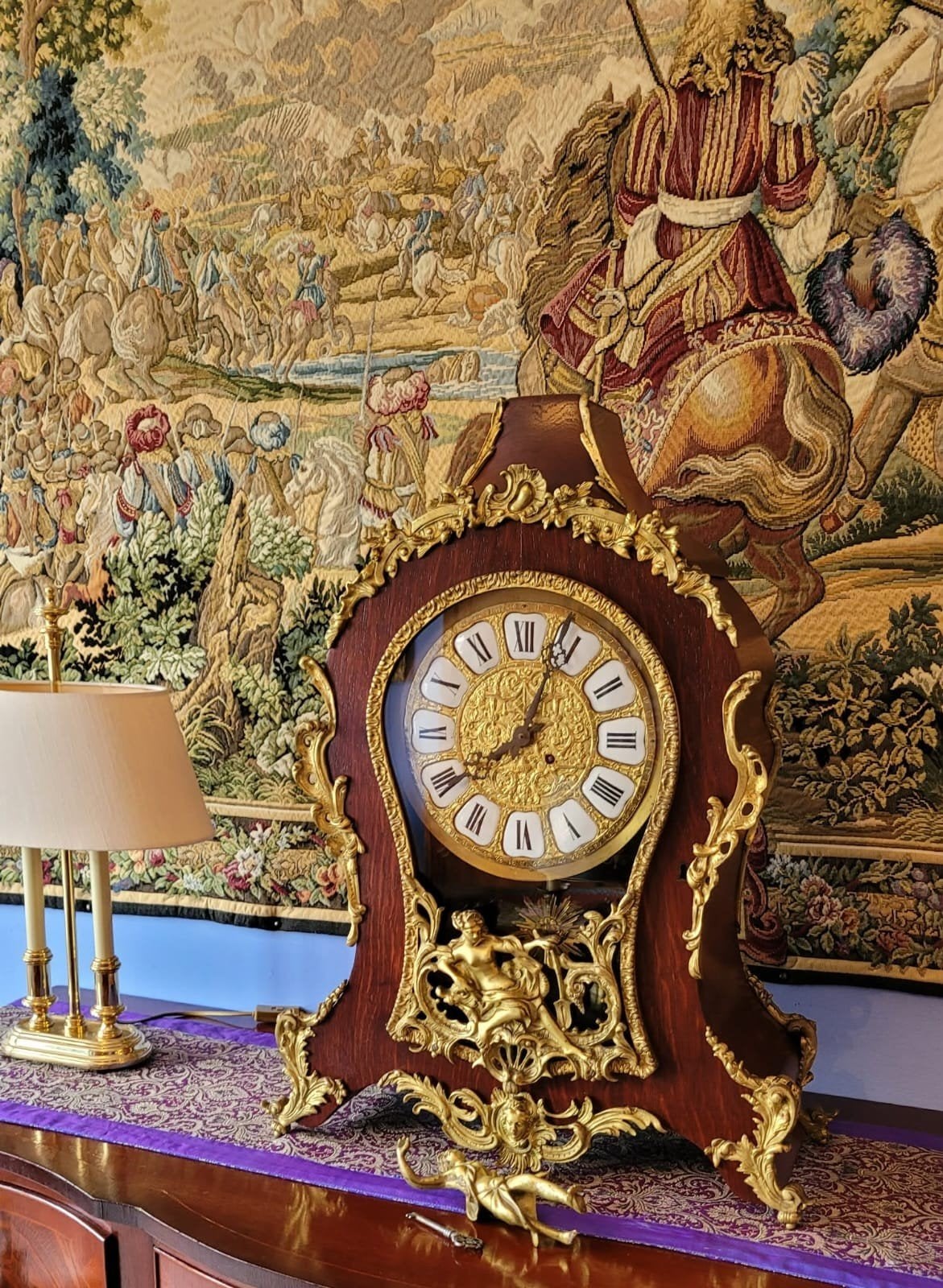Een grote franse cartelklok,  Napoleon III stijl, Antiek en Kunst, Ophalen