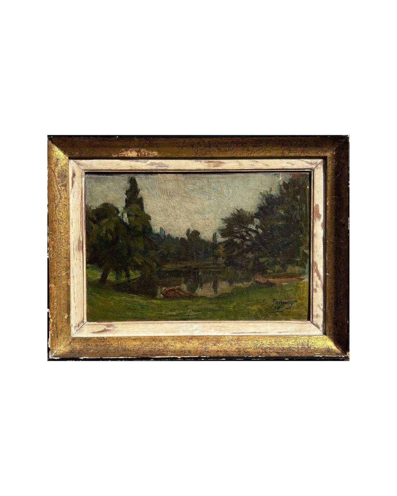 Peinture à l'huile d'une vue sur la forêt (1939), Enlèvement ou Envoi, Peinture à l'huile, Paysage, Encadré