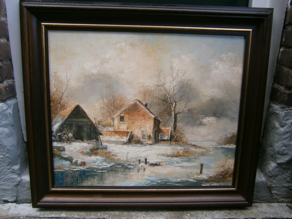Jan Hendrik Miller: Winterlandschap, Hollandse meester, Antiek en Kunst, Ophalen of Verzenden