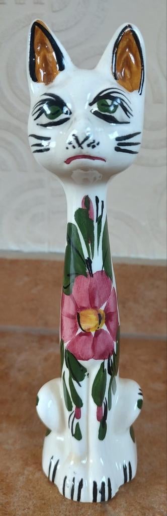 Vintage beeldje kat in keramiek, Antiek en Kunst, Ophalen of Verzenden