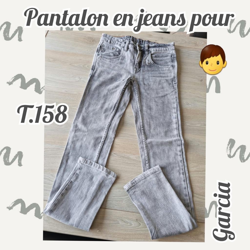 Pantalon en jeans pour garçon -gris-Garcia-T.158, Pantalon, Garçon, Enlèvement ou Envoi, Utilisé