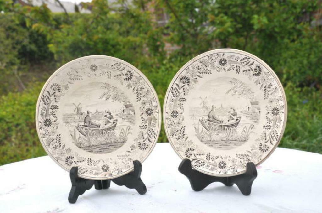 §  2 assiettes boch delft decor brun, Enlèvement ou Envoi
