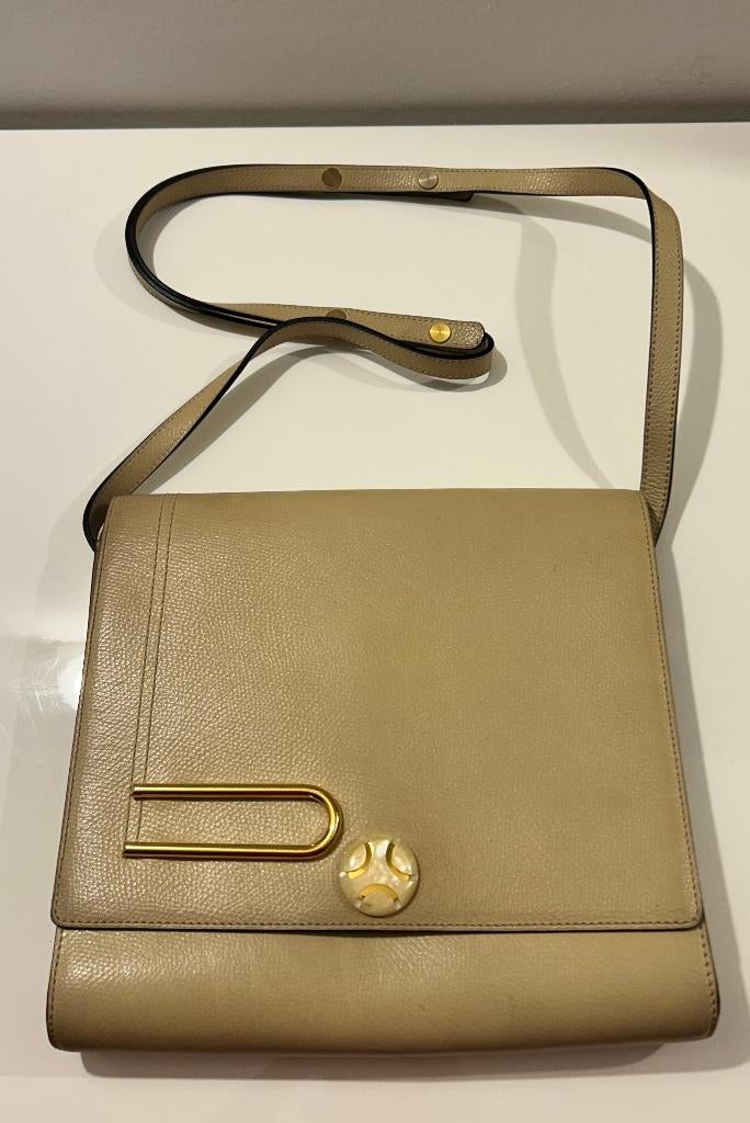 Authentieke vintage cremekleurige Delvaux schoudertas, Handtassen en Accessoires, Tassen | Schoudertassen, Overige merken, Beige