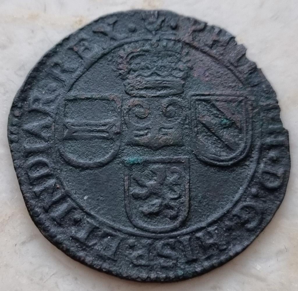 Oord 1643 (Antwerpen) Philips IIII / Kwaliteit !!, Postzegels en Munten, Munten | België, Ophalen of Verzenden, Brons, Losse munt