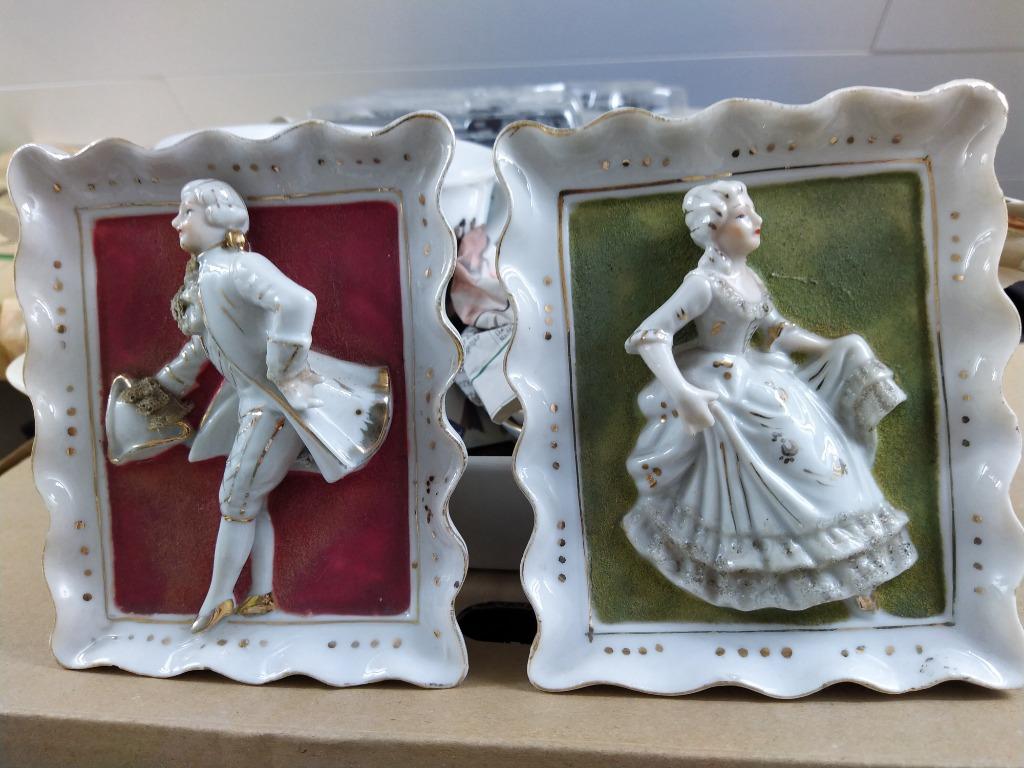 2 antieke kadertjes porselein, Ophalen of Verzenden