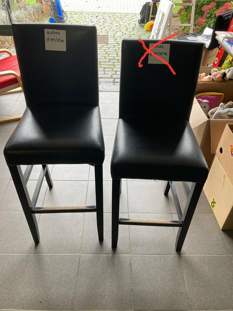 Lederen Barkrukken /cafe krukken 4stuks, Huis en Inrichting, Barkrukken, 4 krukken, Ophalen, Leer, 60 tot 90 cm