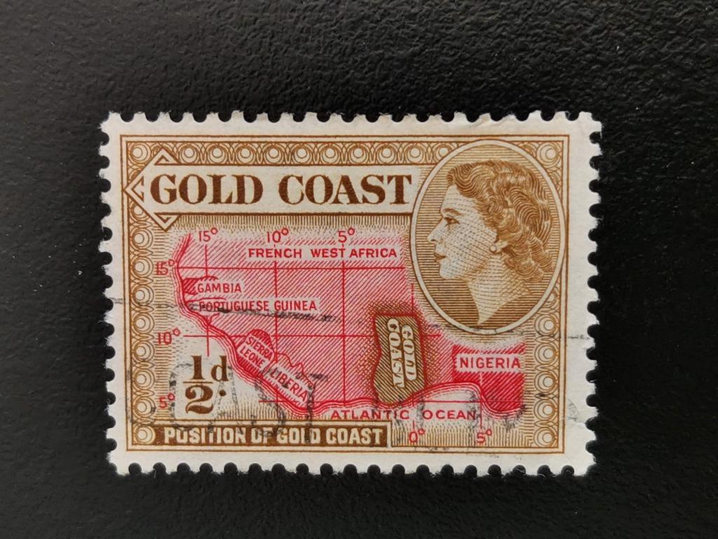 Gold Coast 1952-54 - carte - Reine Elisabeth II, Enlèvement ou Envoi, Affranchi