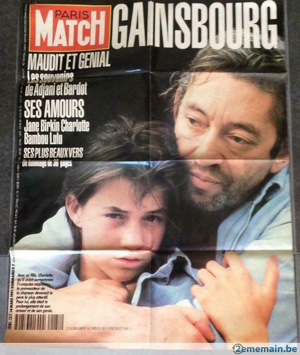 serge gainsbourg affiche de paris match 14 mars 1991, Collections