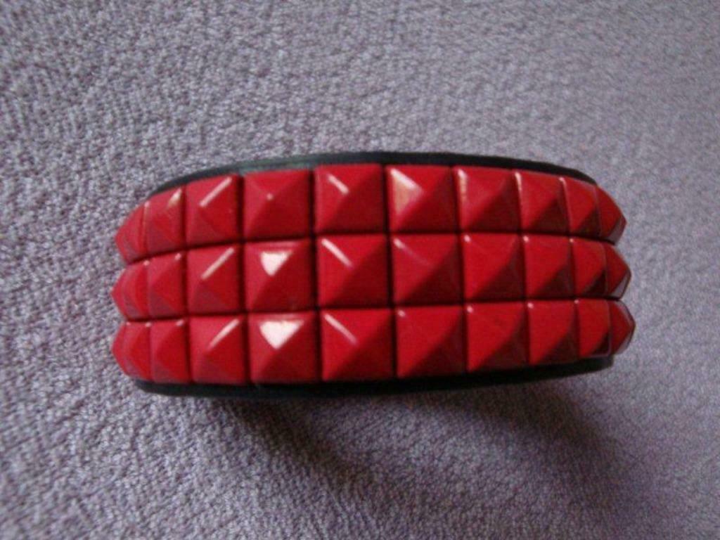 Lederen armband met drukknopen, rood/zwart, Ophalen, Nieuw, Rood, Leer