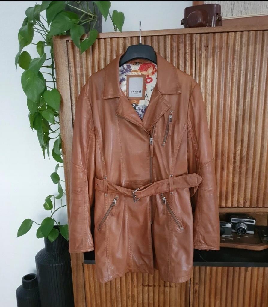 Halflange lederen jas, Ophalen, Zo goed als nieuw, Maat 38/40 (M)