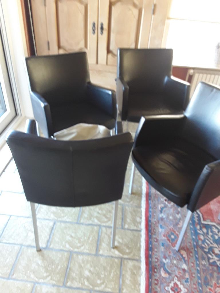 Zwart lederen stoelen prestige, Huis en Inrichting, Stoelen, Zo goed als nieuw, Zwart, Ophalen