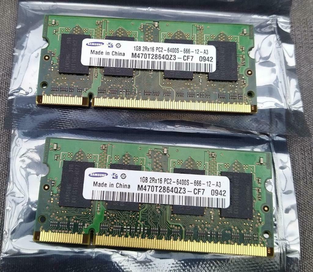 2x1G PC2 DDR2 SODIMM (laptop) memory, Enlèvement ou Envoi, Comme neuf, DDR2, Laptop