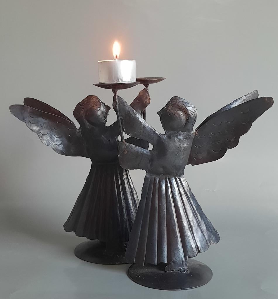 2 metalen engelenkaarshouders voor kerst- of woondecoratie, Diversen, Kerst, Ophalen, Zo goed als nieuw