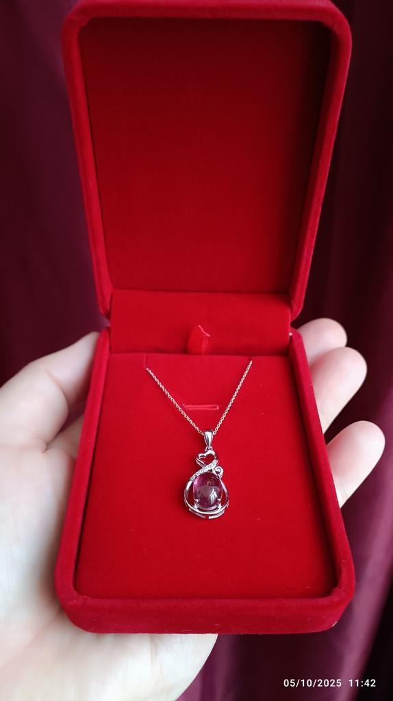 Pendentif en argent massif avec grand rubis naturel, Enlèvement ou Envoi, Neuf, Argent, Argent