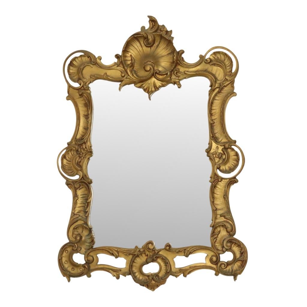 Italiaanse Kuifspiegel Rococo Stijl Goudkleurig Resine 84cm, Gebruikt, Ophalen of Verzenden, Nvt, Minder dan 100 cm