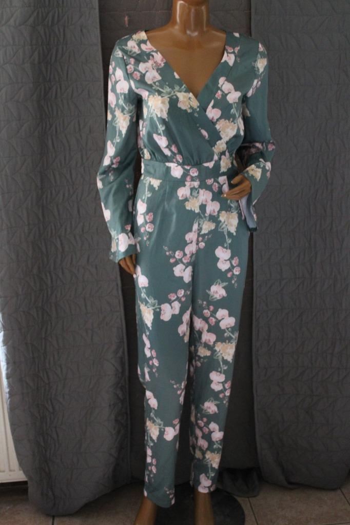 NA-KD Collection Kimono jumpsuit met bloemen groen maat 36, NA-KD, Overige kleuren, Ophalen of Verzenden, Zo goed als nieuw