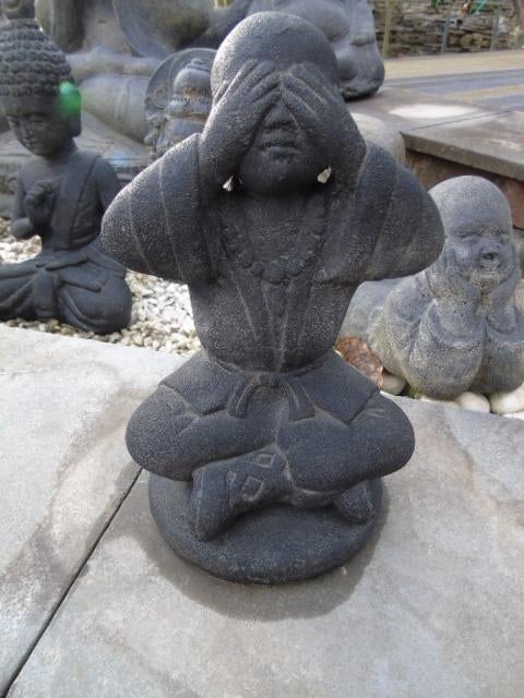 bouddha sholin assis en pierre patinée, Jardin & Terrasse, Enlèvement ou Envoi, Neuf, Pierre, Bouddha
