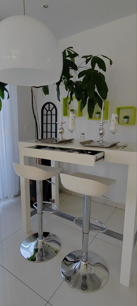 Bar de Cuisine +2 Tabouret de bar de cuisine, Enlèvement, Blanc