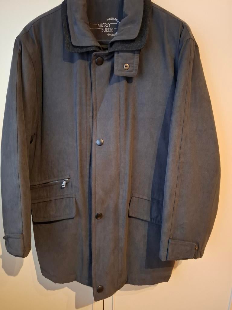 Overjas heren, donkergrijs, suède, Kleding | Heren, Ophalen, Maat 48/50 (M), Zo goed als nieuw, Canda