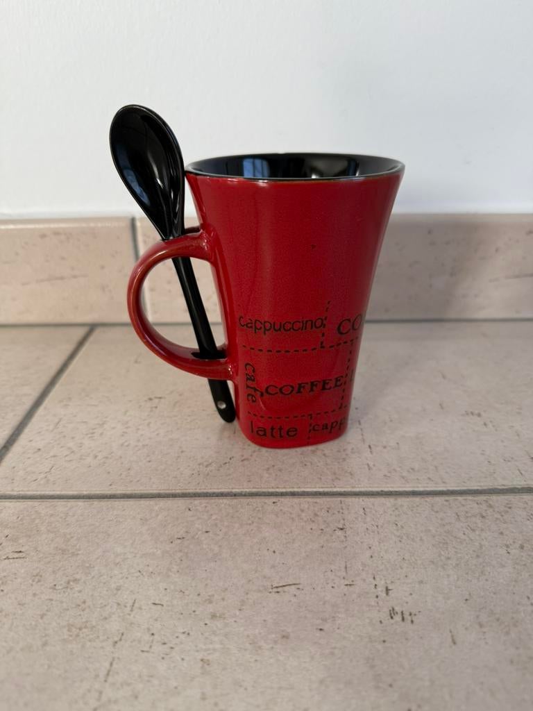 Home sweet home koffietas  met lepel nieuw, Ophalen of Verzenden, Nieuw, Overige materialen, Effen