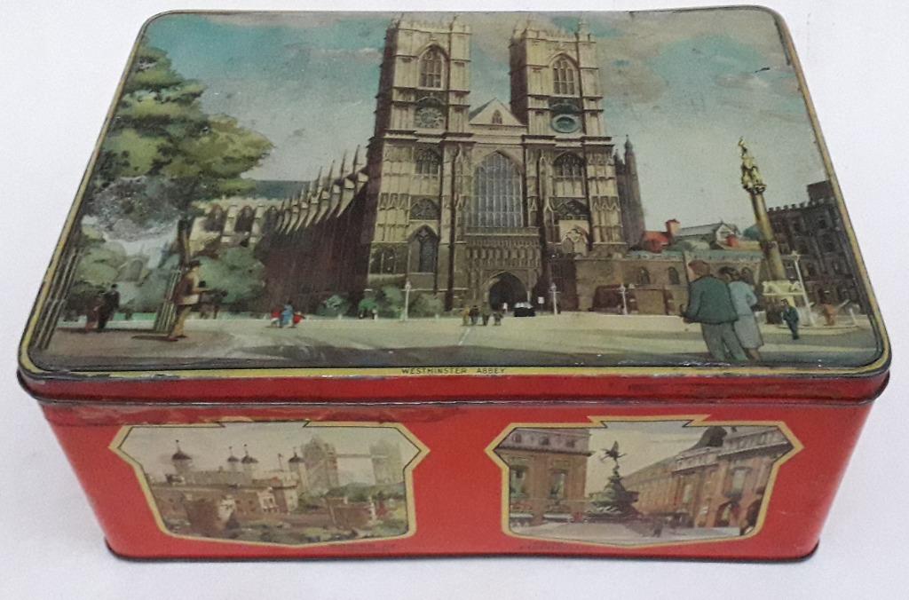 Vintagblikken doos Jamesons Chocolates - Westminster Abbey, Enlèvement ou Envoi, Utilisé, Autre