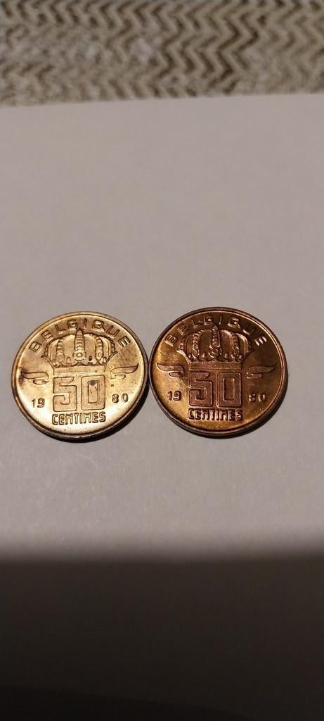 50 cent 1980 frans groot en klein hoofd, Postzegels en Munten, Verzenden, Metaal, Setje