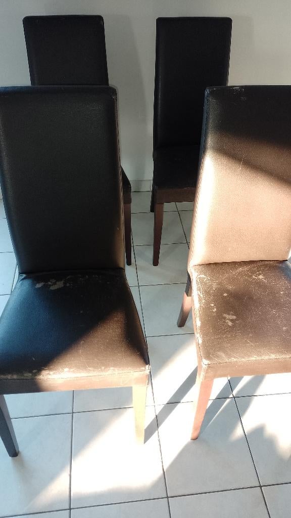 Lot de 4 chaises en skaï, Enlèvement, Utilisé, Autres couleurs, Quatre