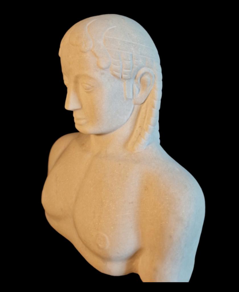 Buste de Kouros de Milo en marbre de Carrare - 22 cm - 4,5 k, Enlèvement ou Envoi, Comme neuf