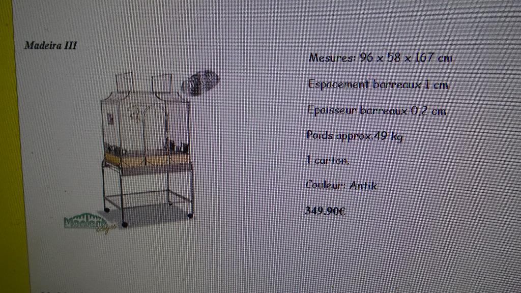 Grande et robuste cage Madeira 3 A SAISIR, Animaux & Accessoires, Oiseaux | Cages & Volières, Enlèvement, Utilisé, Métal, Cage à oiseaux
