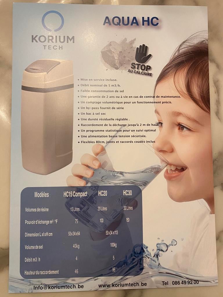 Adoucisseur KORIUM TECH qualité professionnelle Belge (desc., Bricolage & Construction, Enlèvement, Neuf