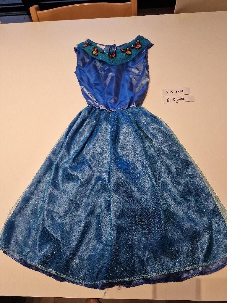 Verkleedkledij Vlinder jurk blauw (5-7 jaar), Ophalen, Zo goed als nieuw, Jongen of Meisje