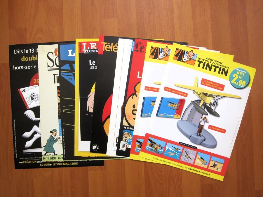 9 affiches Tintin ( 2002 à 2014 ), Plusieurs BD, Enlèvement ou Envoi, Comme neuf, Hergé