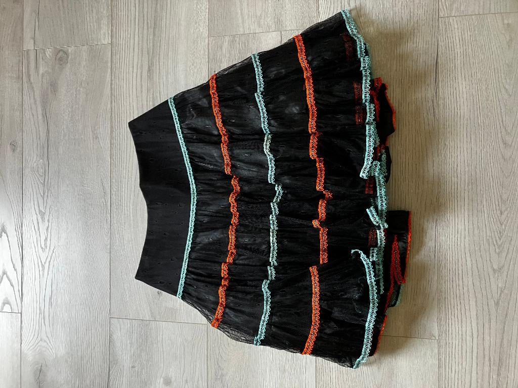 Feestelijke zwarte rok met kleur - Nicky Vankets, Taille 38/40 (M), Nicky Vankets, Autres couleurs, Comme neuf