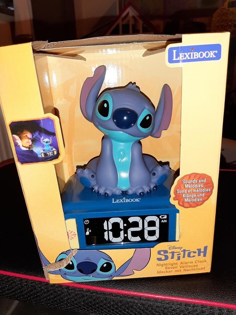 Nachtlamp, wekker, stitch, Kinderen en Baby's, Ophalen of Verzenden