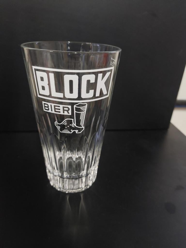 Oud Bierglas Block bier, Ophalen of Verzenden, Zo goed als nieuw, Bierglas