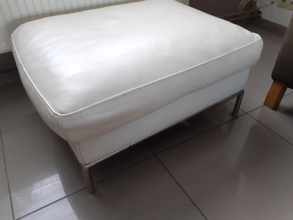 IKEA ARILD REPOSE PIEDS CUIR BLANC, Maison & Meubles, Enlèvement, Utilisé, 50 à 75 cm, Rectangulaire