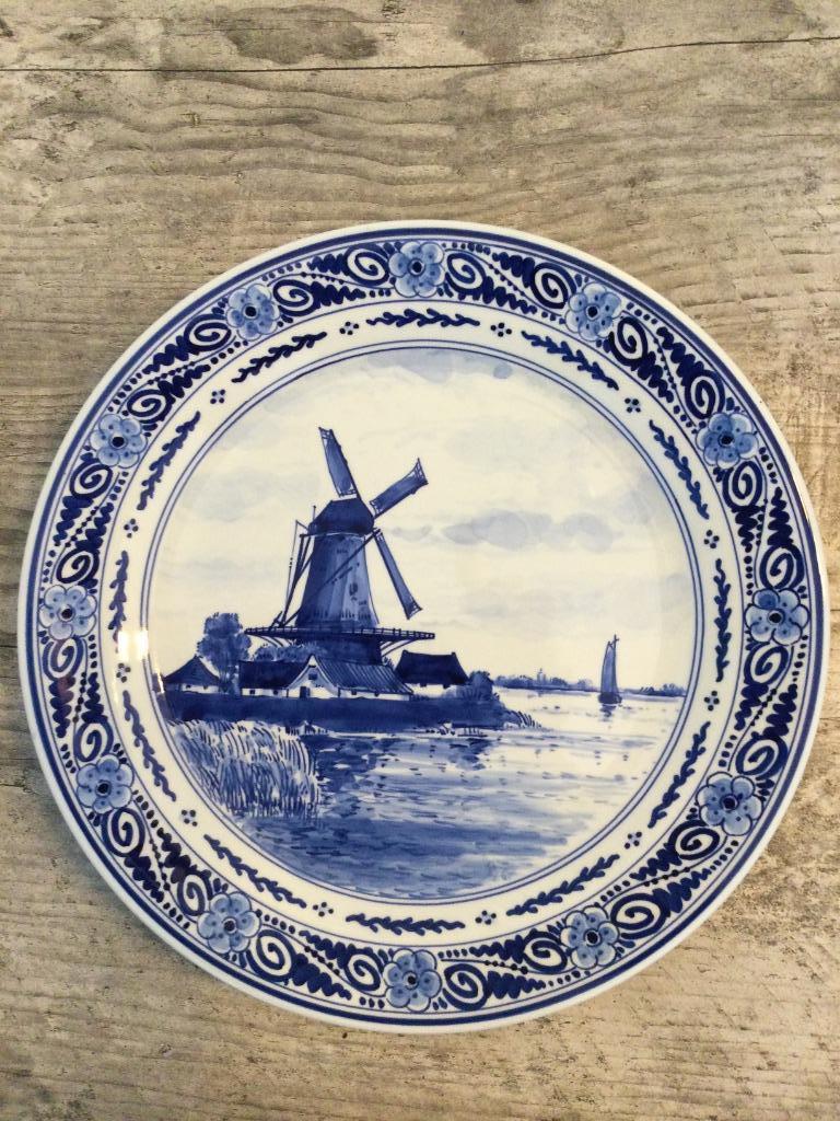 Delfts blauw bord molen, Antiek en Kunst, Ophalen
