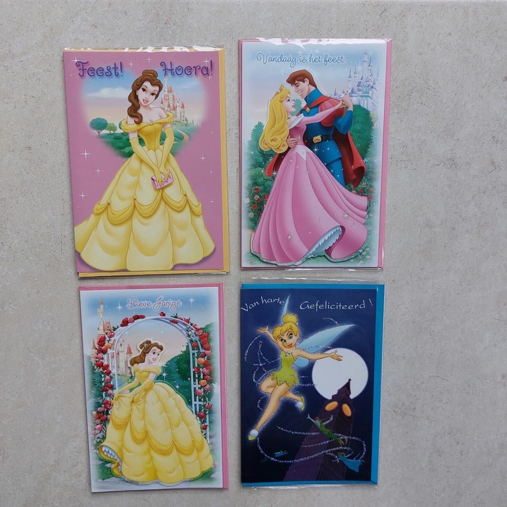 4 nouvelles cartes d'anniversaire avec couverture (Disney), Enlèvement ou Envoi, Comme neuf